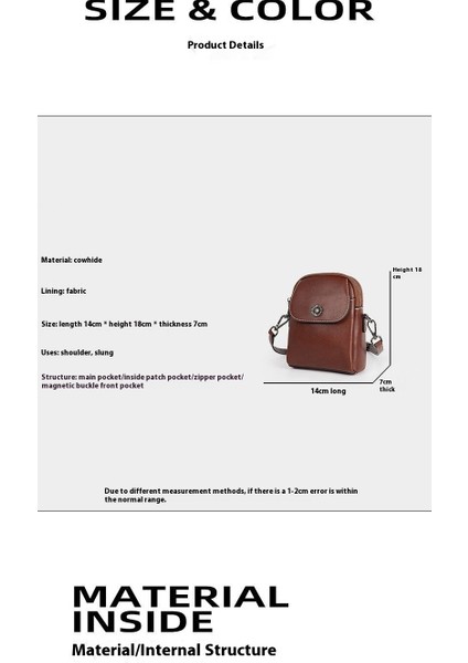 Hakiki Deri Omuz Küçük Çanta Yeni Kadın Crossbody Çanta Moda Çok Katmanlı Cep Telefonu Çantası (Yurt Dışından)