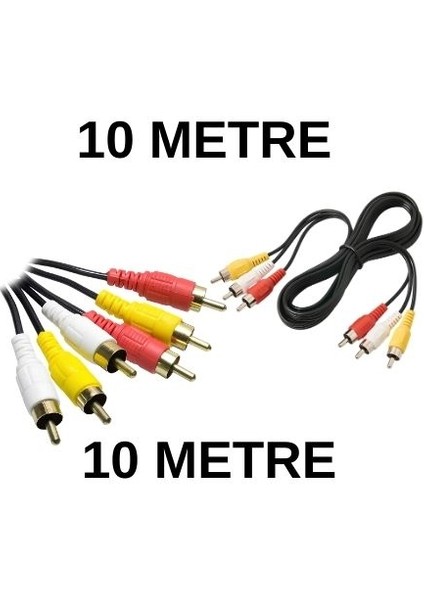 3rca 3rca 10 Metre Rca Ses ve Görüntü Kablosu | Av Bağlantı Kablosu | Tv DVD Projeksiyon Uyumlu fiyatları