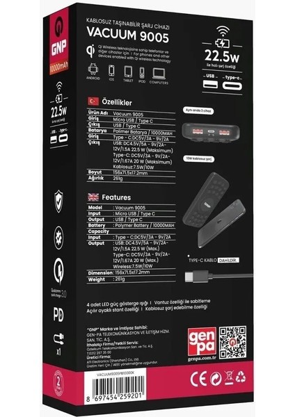 Vacuum 9005 10.000 Mah Kablosuz Powerbank Siyah fırsatları