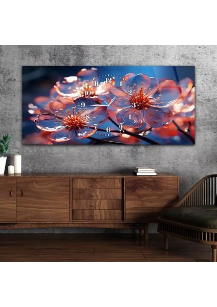 Yatay Saatli Ortadan Sanat Temalı Cam Tablo YSOS116