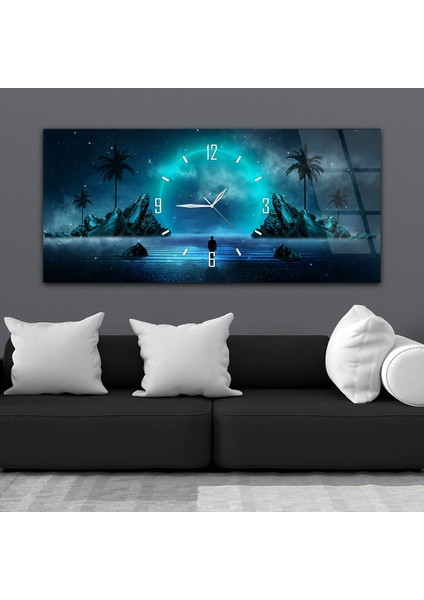 Yatay Saatli Ortadan Sanat Temalı Cam Tablo YSOS126 fiyatları