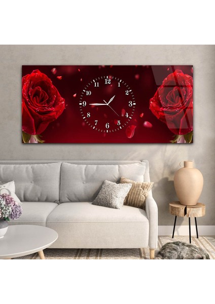 Yatay Ortadan Saatli Sanat ve Doğa Temalı Cam Tablo YSOS035 modelleri