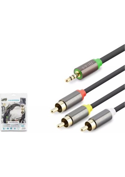 HDX1064 3.5mm To 3rca Kablo 2lıne Gold 1.5m Siyah