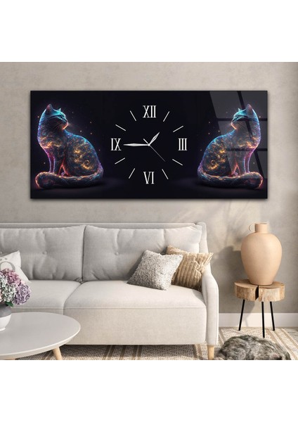 Yatay Ortadan Saatli Sanat ve Doğa Temalı Cam Tablo YSOS076 modelleri