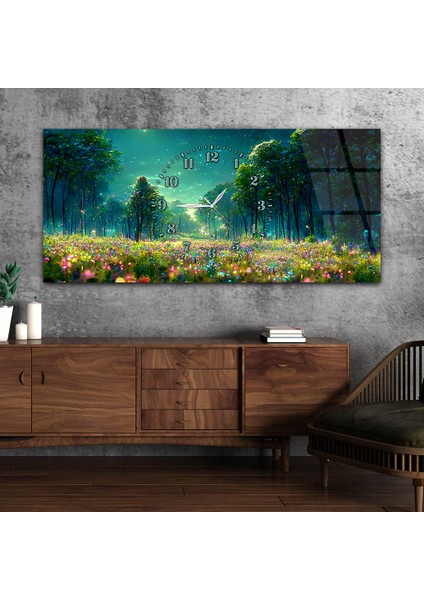Yatay Saatli Ortadan Sanat Temalı Cam Tablo YSOS123