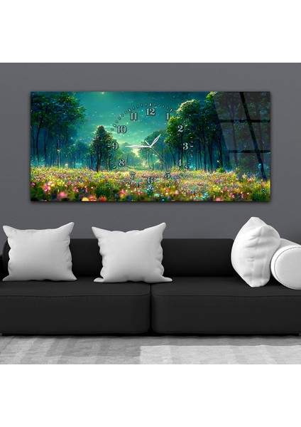 Yatay Saatli Ortadan Sanat Temalı Cam Tablo YSOS123 fiyatları