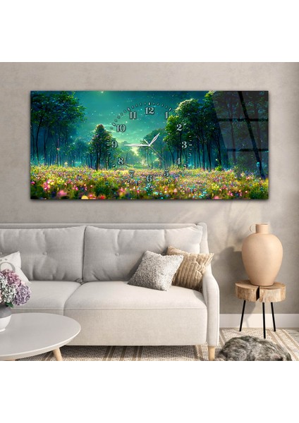 Yatay Saatli Ortadan Sanat Temalı Cam Tablo YSOS123 modelleri