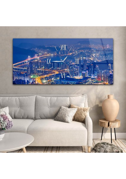 Yatay Ortadan Saatli Sanat ve Doğa Temalı Cam Tablo YSOS055 modelleri