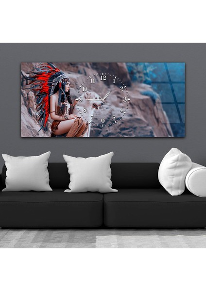 Yatay Ortadan Saatli Sanat ve Doğa Temalı Cam Tablo YSOS040 fiyatları