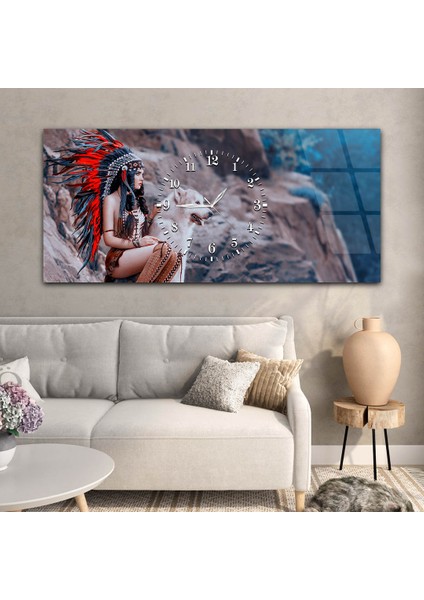 Yatay Ortadan Saatli Sanat ve Doğa Temalı Cam Tablo YSOS040 modelleri