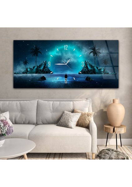 Yatay Saatli Ortadan Sanat Temalı Cam Tablo YSOS126 modelleri
