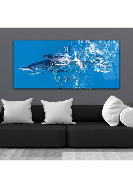 Yatay Ortadan Saatli Sanat ve Doğa Temalı Cam Tablo YSOS110 fiyatları