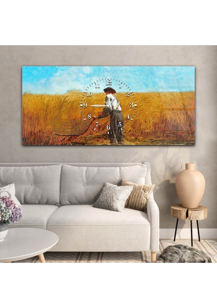 Yatay Ortadan Saatli Sanat ve Doğa Temalı Cam Tablo YSOS004 modelleri