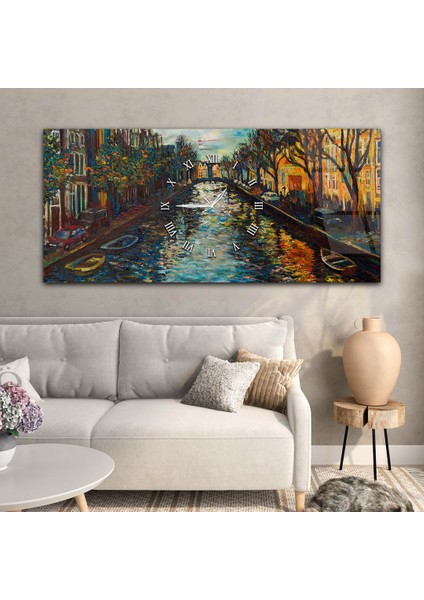 Yatay Ortadan Saatli Sanat ve Doğa Temalı Cam Tablo YSOS029 modelleri