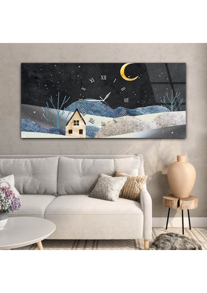 Yatay Ortadan Saatli Sanat ve Doğa Temalı Cam Tablo YSOS019 modelleri