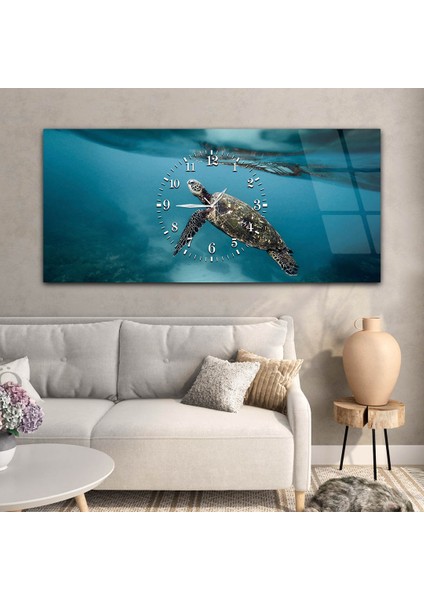 Yatay Ortadan Saatli Sanat ve Doğa Temalı Cam Tablo YSOS006 modelleri