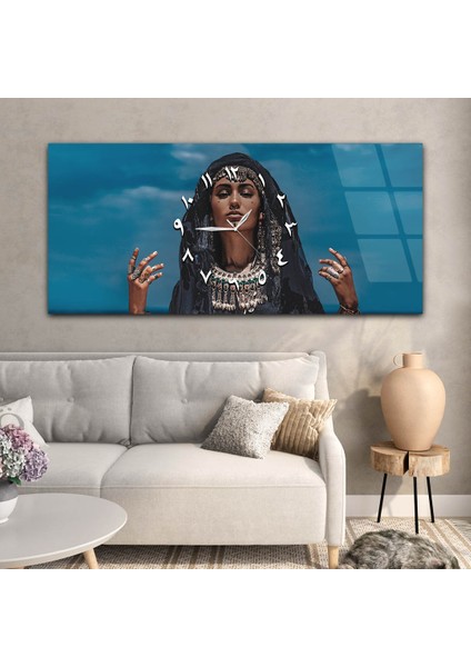 Yatay Ortadan Saatli Sanat ve Doğa Temalı Cam Tablo YSOS042 modelleri
