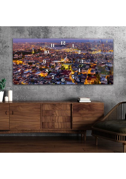 Yatay Saatli Ortadan Sanat Temalı Cam Tablo YSOS111