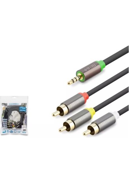 HDX1066 3.5mm To 3rca Kablo 2lıne Gold 5m Siyah