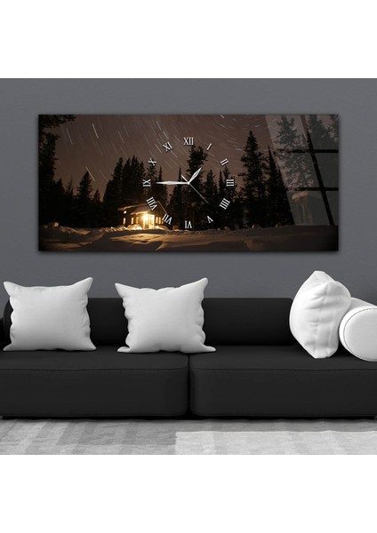 Yatay Ortadan Saatli Sanat ve Doğa Temalı Cam Tablo YSOS043 fiyatları