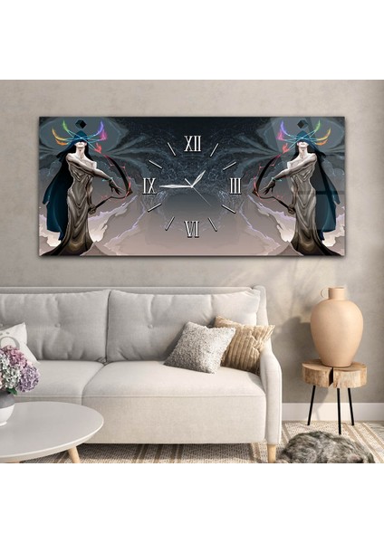 Yatay Ortadan Saatli Sanat ve Doğa Temalı Cam Tablo YSOS091 modelleri