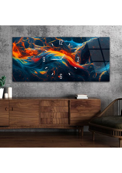 Yatay Saatli Ortadan Sanat Temalı Cam Tablo YSOS115