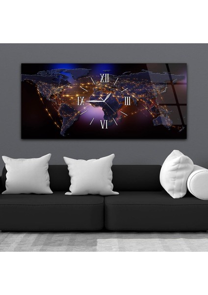 Yatay Ortadan Saatli Sanat ve Doğa Temalı Cam Tablo YSOS072 fiyatları