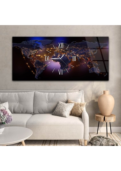 Yatay Ortadan Saatli Sanat ve Doğa Temalı Cam Tablo YSOS072 modelleri