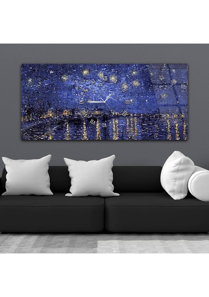 Yatay Ortadan Saatli Sanat ve Doğa Temalı Cam Tablo YSOS044 fiyatları