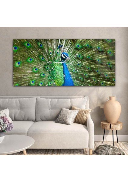 Yatay Ortadan Saatli Sanat ve Doğa Temalı Cam Tablo YSOS014 modelleri
