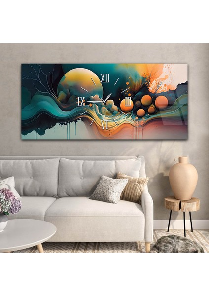 Yatay Ortadan Saatli Sanat ve Doğa Temalı Cam Tablo YSOS084 modelleri