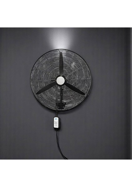 Sanayi Tipi Kumandalı 65 cm 190W Duvar Vantilatörü Endüstriyel Sessiz Duvara Monte Zincirli Fan