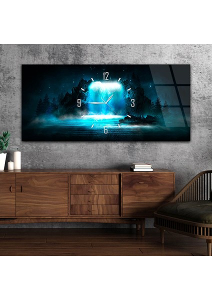 Yatay Saatli Ortadan Sanat Temalı Cam Tablo YSOS125