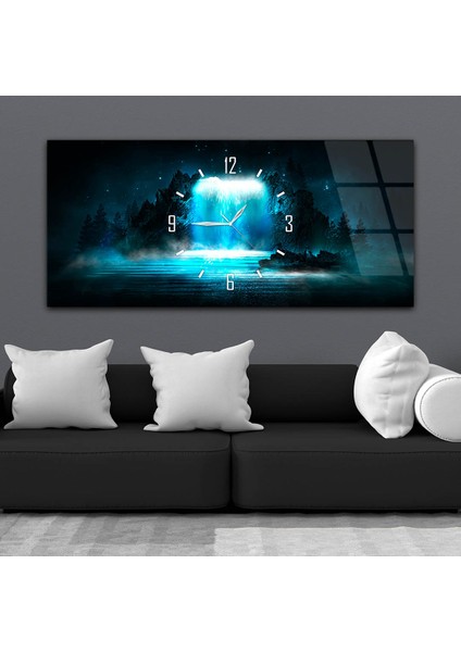 Yatay Saatli Ortadan Sanat Temalı Cam Tablo YSOS125 fiyatları