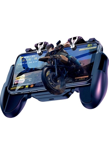 Telefon Soğutucu Fan Radyatör Destekli ve Joystick 6 Parmak Tetik Aparatlı Kıskaçlı Gamepad Pubg Fbs