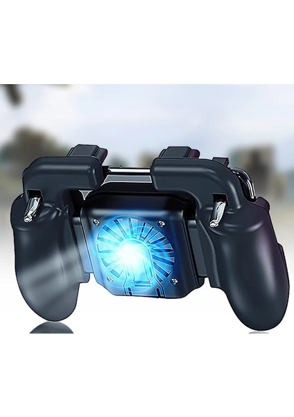 Telefon Soğutucu Fan Radyatör Destekli ve Joystick 6 Parmak Tetik Aparatlı Kıskaçlı Gamepad Pubg Fbs
