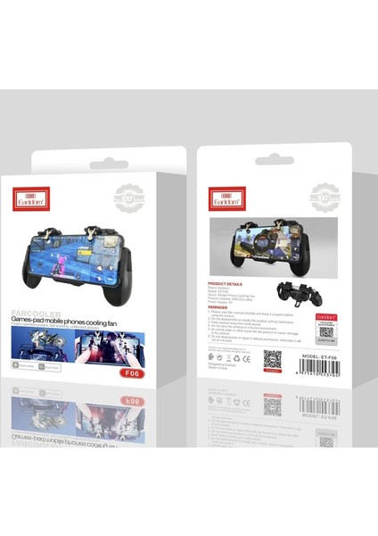 Telefon Soğutucu Fan Radyatör Destekli ve Joystick 6 Parmak Tetik Aparatlı Kıskaçlı Gamepad Pubg Fbs