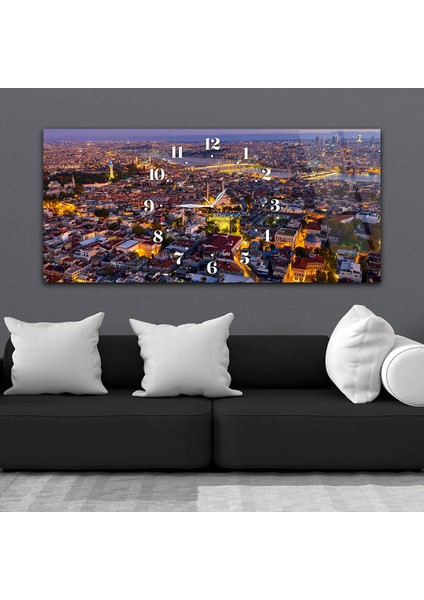 Yatay Saatli Ortadan Sanat Temalı Cam Tablo YSOS111 fiyatları