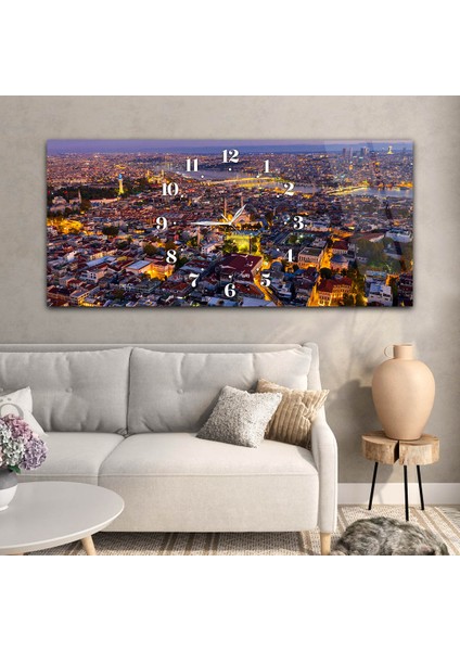 Yatay Saatli Ortadan Sanat Temalı Cam Tablo YSOS111 modelleri