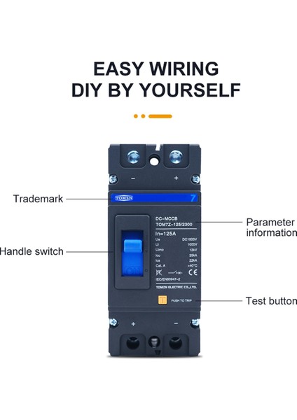 Tomzn 2p Dc 1000V Güneş Kalıplı Kasa Devre Kesici Mccb Aşırı Yük Koruması Şalter Koruyucusu Güneş Fotovoltaik Pv Için, 125A (Yurt Dışından) fiyatları