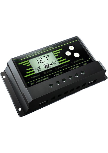 10A Pwm Çift USB Maksimum Akım 2,5A'YA Kadar Arkadan Aydınlatmalı Solar Şarj Kontrol Cihazı (Yurt Dışından)