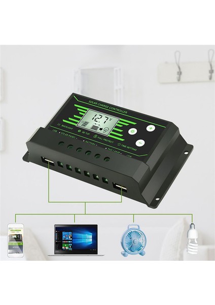 10A Pwm Çift USB Maksimum Akım 2,5A'YA Kadar Arkadan Aydınlatmalı Solar Şarj Kontrol Cihazı (Yurt Dışından) modelleri