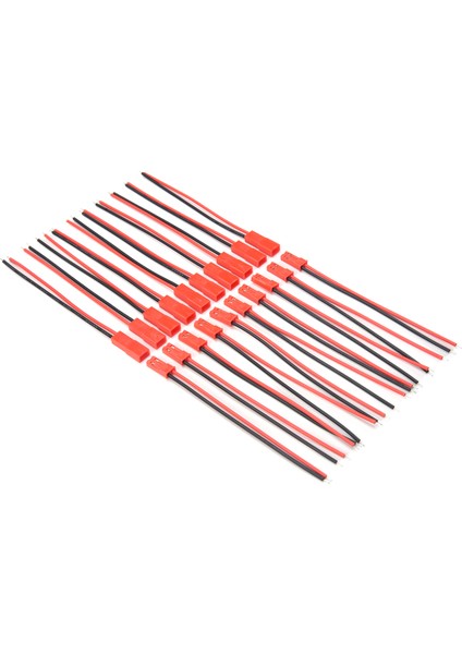 10 Çift 2 Pinli Jst Fiş Soket Konnektörü M'den F'ye 110MM Kablo Tel Kırmızı Siyah (Yurt Dışından)