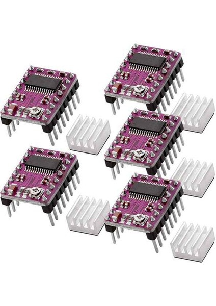 5 Adet Step Motor Sürücü Kartı Stepstick DRV8825 Step Sürücü Kontrol Cihazı Step Motor Modülü Radyatör Isı Emici (Yurt Dışından)