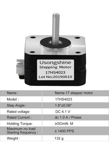 Nema 17 Step Motor Bipolar Step Motor Ekstruder 3D Yazıcı Için 4.1V 1A 13 Ncm (18.4oz.ın) 1m Kablo ile 4 Uç (Yurt Dışından)