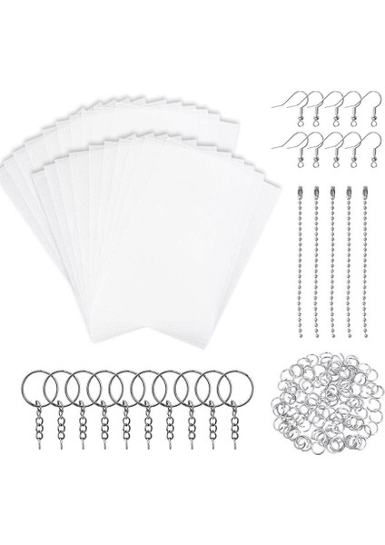 Isıyla Daralan Plastik Levha Paketi, Boş Büzülen Sanat Film Kağıdı Dahil 125 Pcs Anahtarlıklar Aksesuarları Dıy Süsler Için (Yurt Dışından)