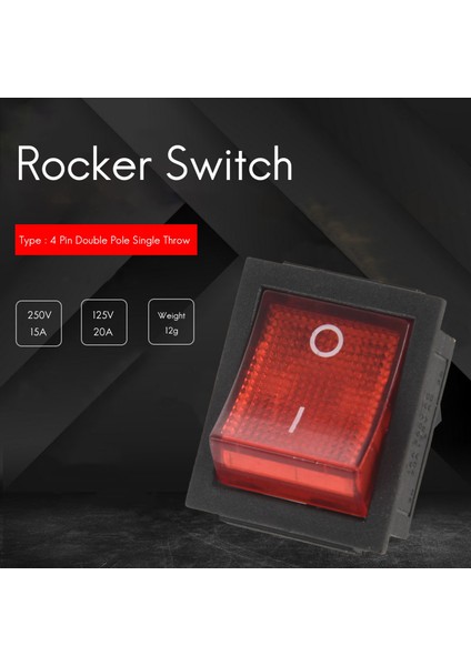 Kırmızı Işık 4 Pin Dpst On/off Geçmeli Basmalı Anahtar 15A/250V 20A/125V Ac 28X22MM (Yurt Dışından) fiyatları