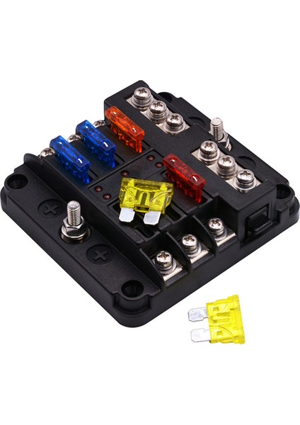 12V Sigorta Bloğu, LED Uyarı Göstergeli Su Geçirmez Tekne Sigorta Paneli Korumalı Kapak-Negatif Bus Sigorta Kutusu ile 6 Devre (Yurt Dışından) indirimleri
