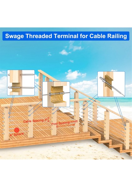 Paslanmaz Çelik Tel Halat Bağlantı Elemanı Montaj Kapağı Tipi Somun Amerikan Düz Çubuk Korkuluk Kablo Bağlantı Parçaları 1/8 Inç (Yurt Dışından) fırsatları
