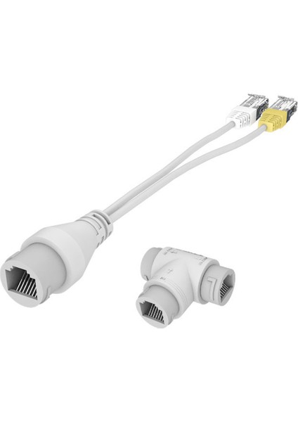 2'si 1 Arada Poe Kamera Basitleştirilmiş Kablo Konektörü Ayırıcı Kablo Konektörü Üç Yollu RJ45 Kafa Poe Kamera Kurulum Adaptörü (Yurt Dışından)